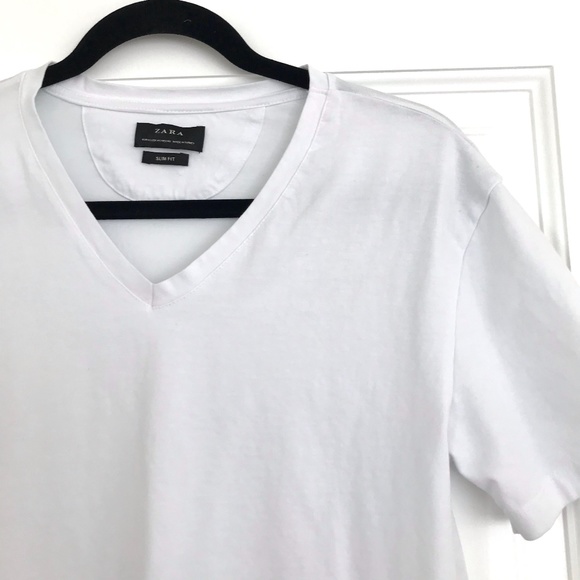 Zara Other - Zara Bright White Slim Fit V-Neck T-Shirt - M